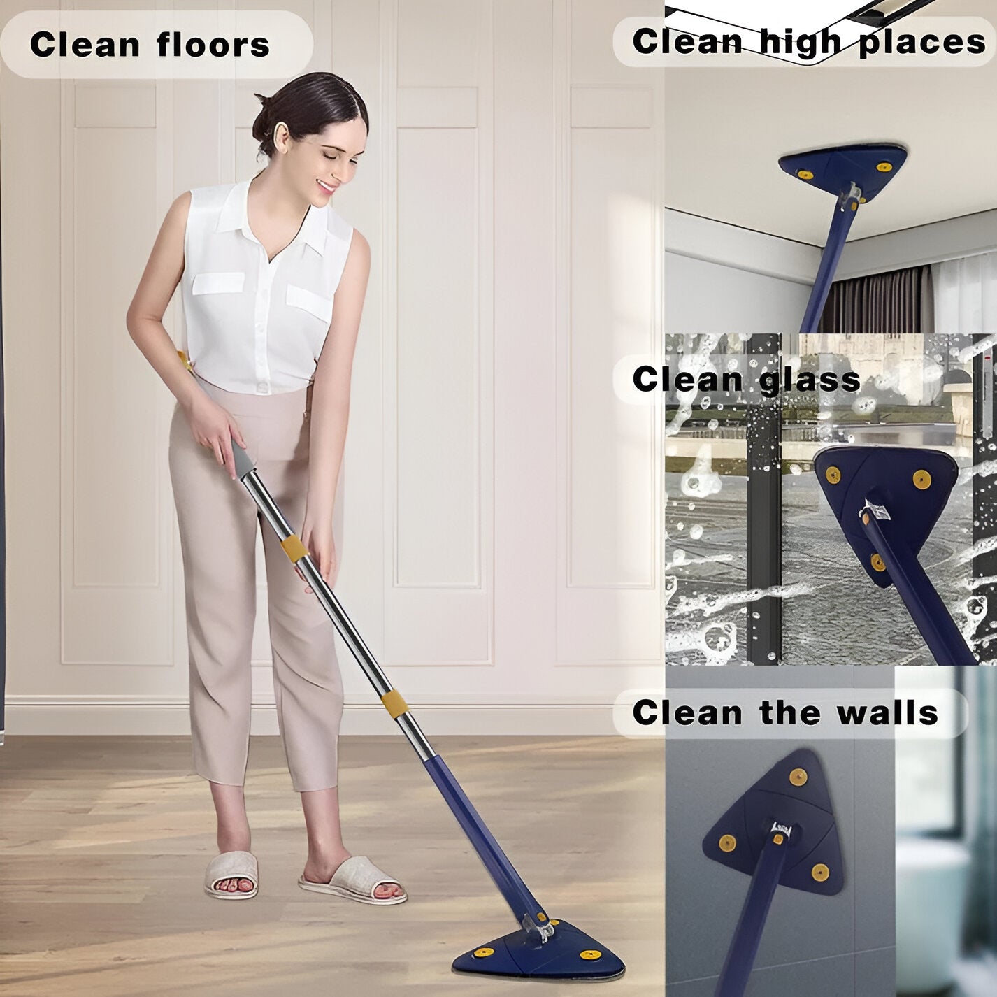 Blue Squeezing 360° Rotatable Adjustable Cleaning Mop