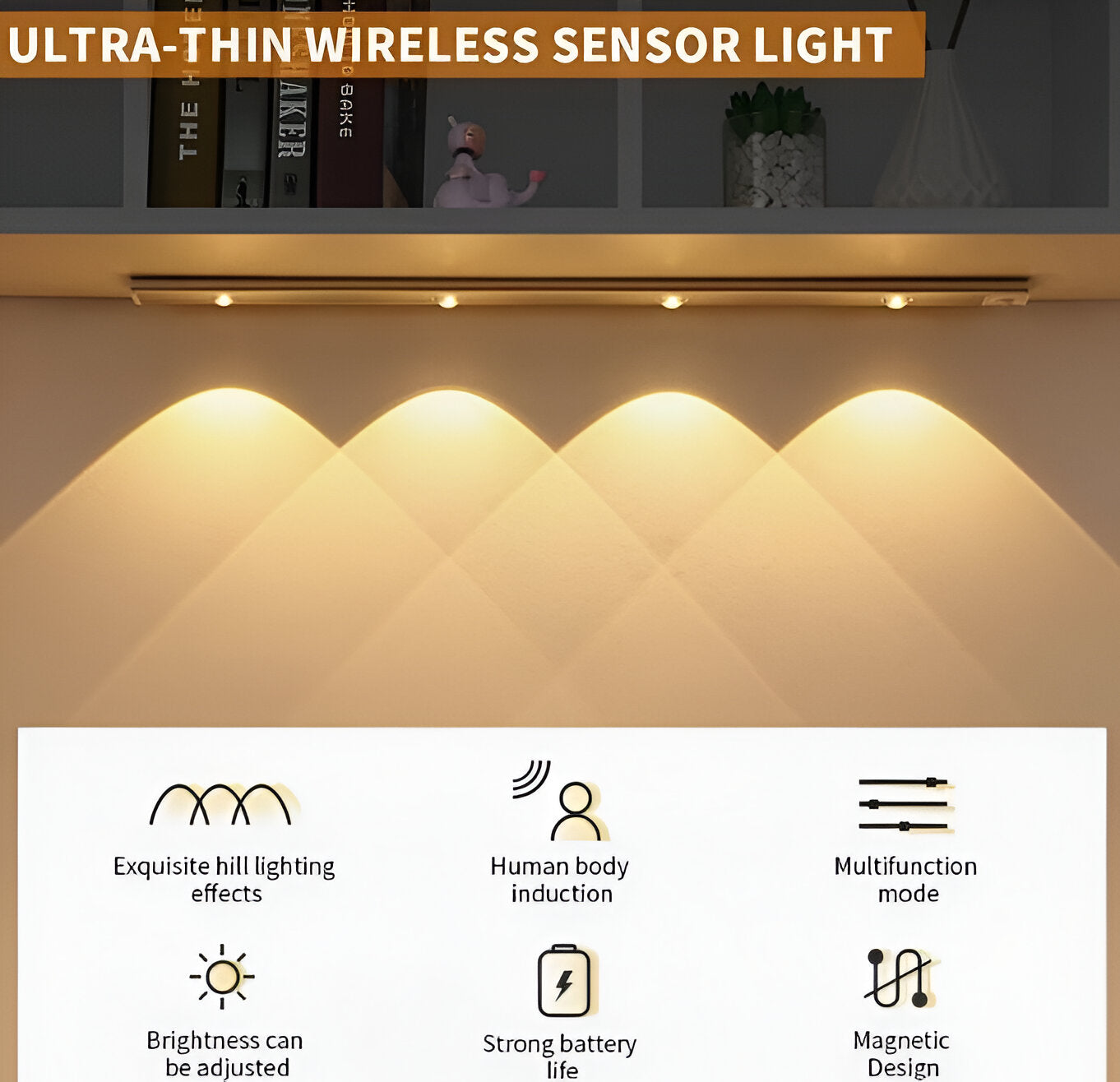 LED PIR Motion Sensor Cabinet  With USB Rechargeble
